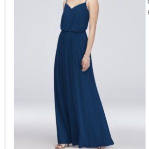 David’s Bridal Spaghetti Strap Mesh Blouson Dress